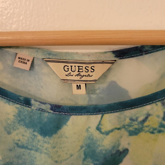 GUESS Los Angeles Watercolor Sheer Blouse M - Picture 2 of 8